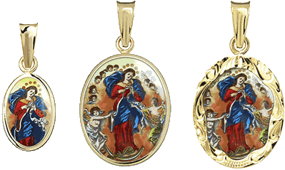 Jungfrau Maria Knotenlöserin Anhänger Gold