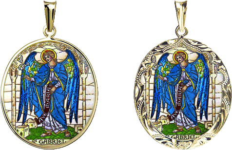 Arcángel Gabriel en medallón de gran tamaño